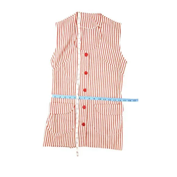 Vintage Candy Striper Uniform 1970s Red White Top Pants Hat 3 Piece Set Imperial - Picture 14 of 16